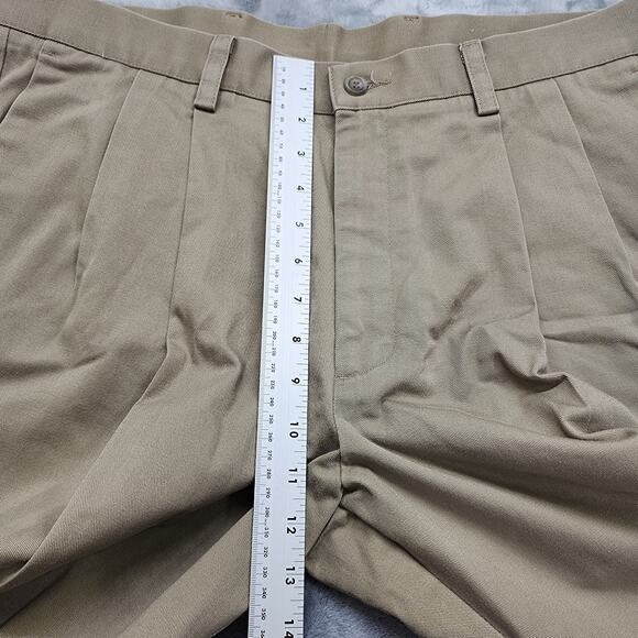 Dockers Pants Mens W38 L29 Tan Individual Fit Waistband Pleated Trouser Preppy - Picture 8 of 11